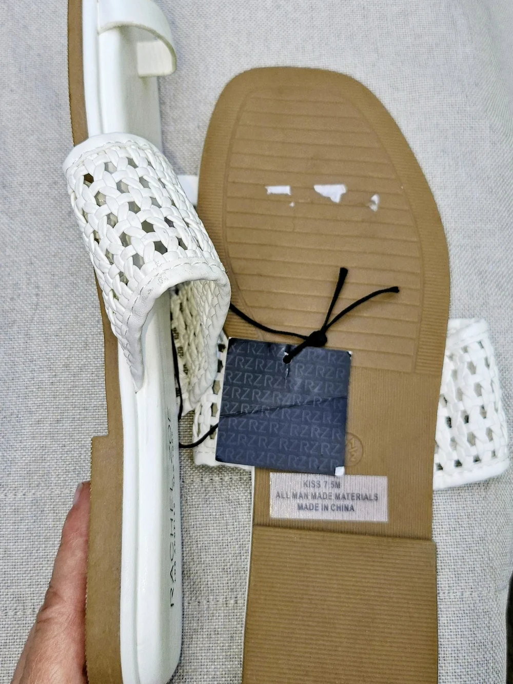 Rachel Zoe White Woven Slide Sandals